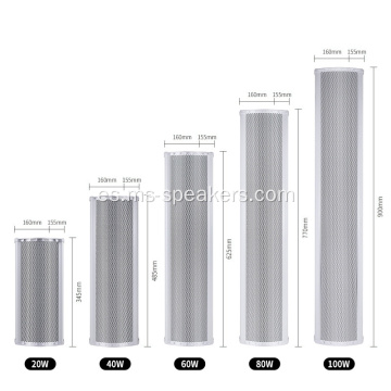 Altavoz de columna de dos vías de aleación de aluminio impermeable